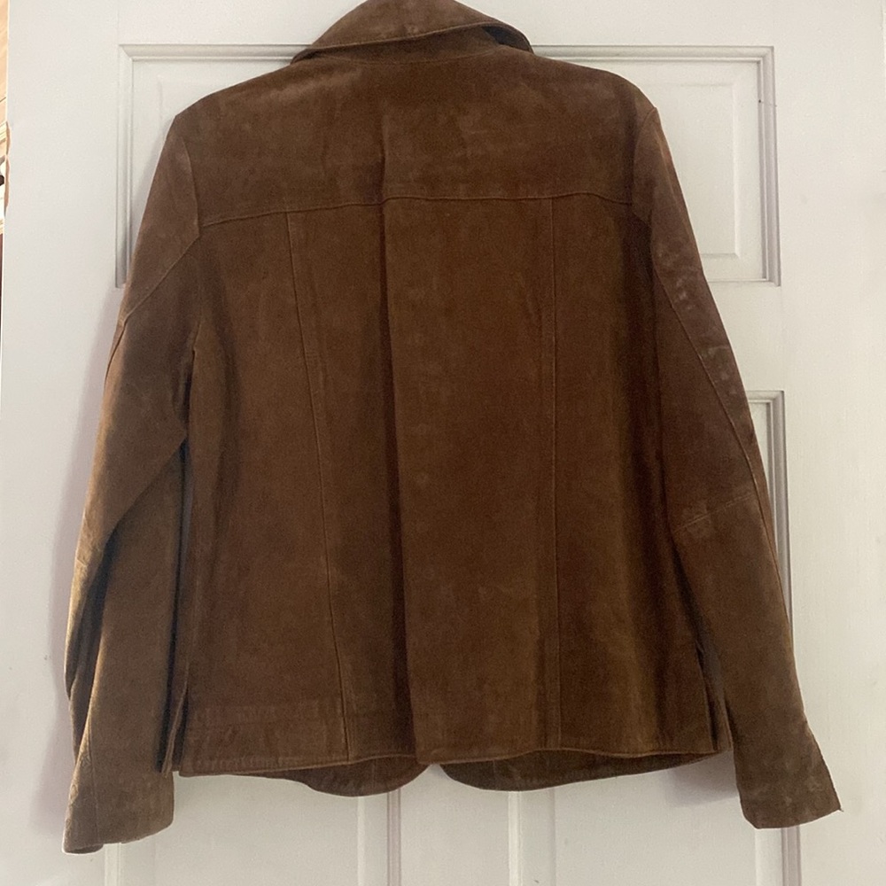 Christopher & Banks Brown Suede Jacket Women Large Lined Embroidered Details - Picture 6 of 12